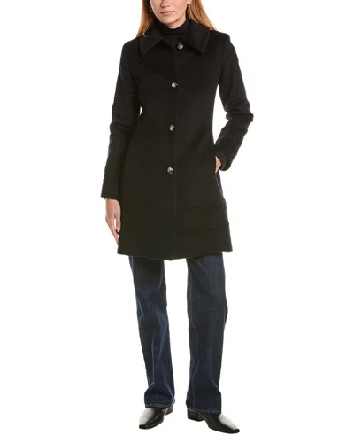 Fleurette Fit & Flare Wool-blend Coat In Black