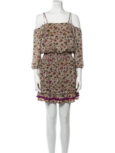 Pre-owned Fleurette Floral Print Mini Dress In Neutral