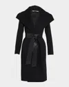 Fleurette Gemma Wool Wrap Coat With Leather Belt In Black