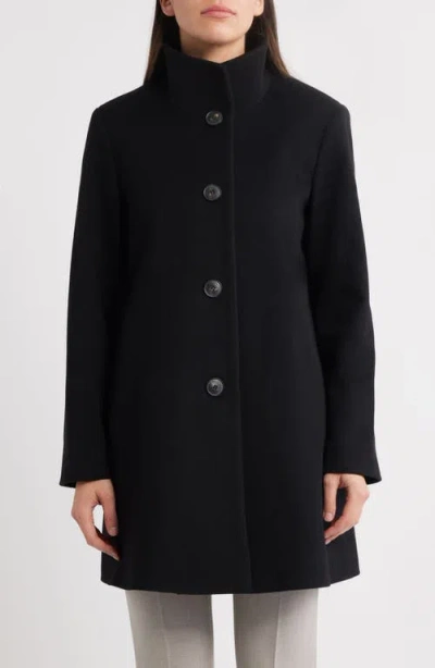 Fleurette Grace Stand Collar Wool Coat In Black