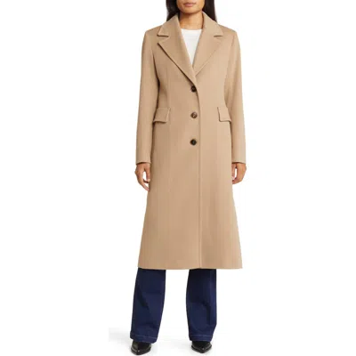 Fleurette Holland Longline Wool Coat In Camel