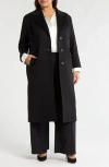 Fleurette Long Wool Coat In Black