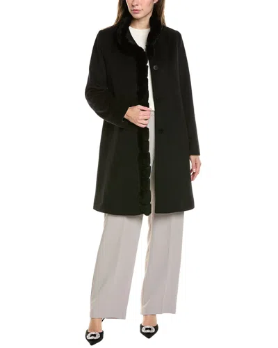 Fleurette Long Wool-blend Coat In Black