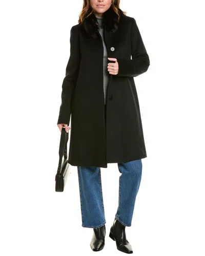 Fleurette Long Wool-blend Coat In Blue