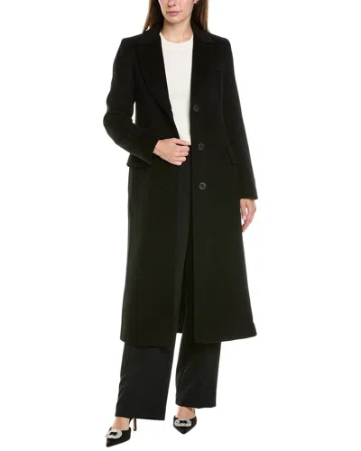 Fleurette Long Wool Coat In Black