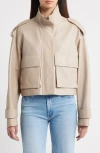 Fleurette Zip Front Cropped Leather Jacket In Brown