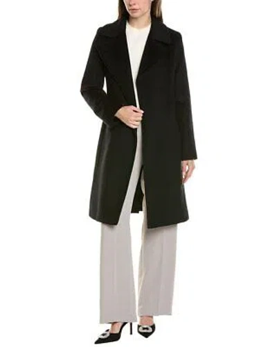 Pre-owned Fleurette Medium Wool-blend Wrap Coat Women's In Black
