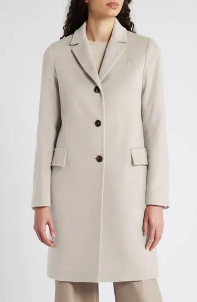 Fleurette Notch Collar Wool Coat In Fawn