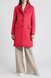 Fleurette Notch Collar Wool Coat In Hibiscus