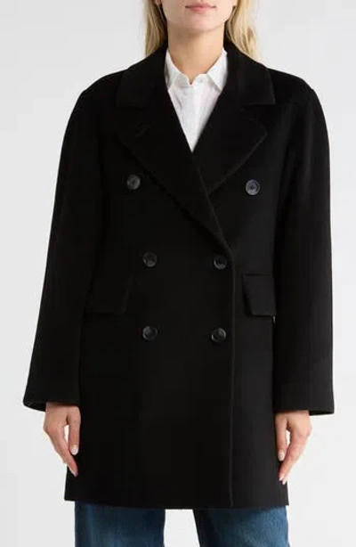 Fleurette Oversize Double Breasted Wool Blend Coat In Black