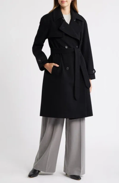 Fleurette Paxton Wool Trench Coat In Black