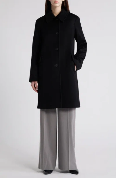 Fleurette Textured Wool-blend Car Coat In Black