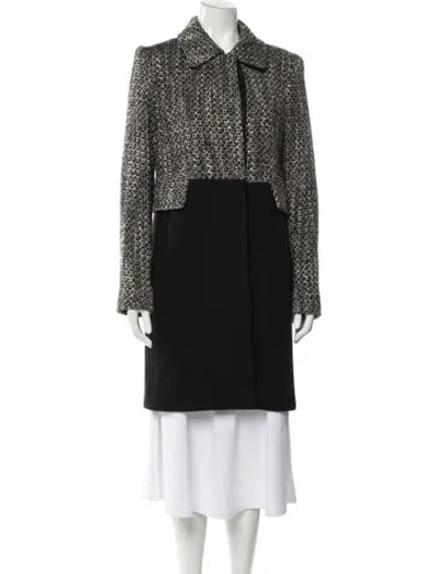 Pre-owned Fleurette Printed Coat In Black