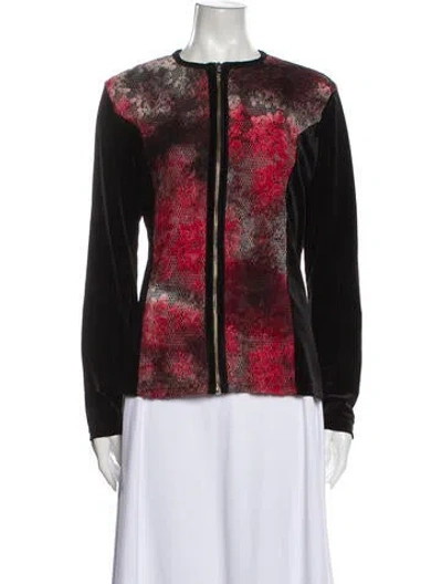 Pre-owned Fleurette Printed Evening Jacket In Black