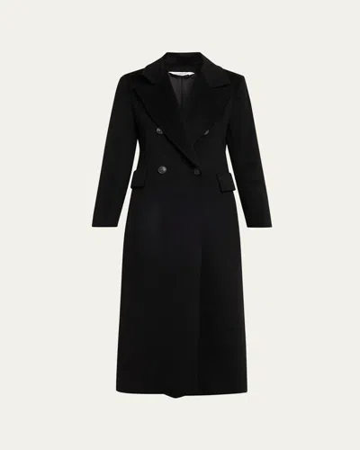 Fleurette Scarlett Italian Wool Maxi Coat In Black