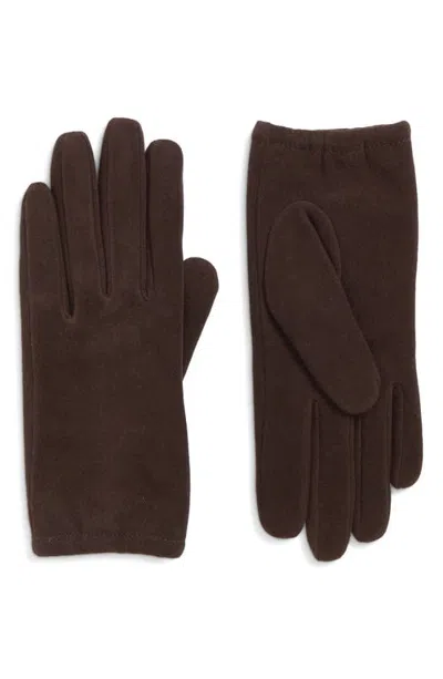 Fleurette Short Suede Gloves In Burgundy