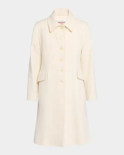 Fleurette Sofia Wool Fit-and-flare Coat In White
