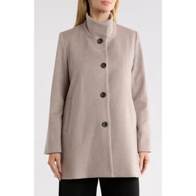 Fleurette Stand Collar Wool Car Coat In Pink