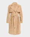 Fleurette Sylvie Suede Trench Coat In Neutral