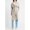 Fleurette Sylvie Suede Wrap Trench Coat In Brown