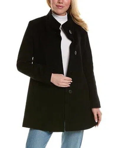 Pre-owned Fleurette Textured Wool-blend Car Coat Women's In Black