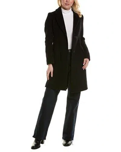 Pre-owned Fleurette Textured Wool-blend Coat Women's In Black