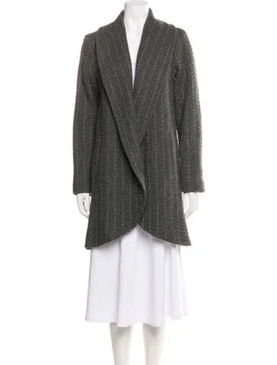 Pre-owned Fleurette Tweed Faux Fur Coat In Gray