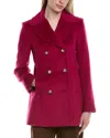 Fleurette Wool-blend Coat In Burgundy