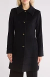 Fleurette Wool Blend Fit & Flare Coat In Black