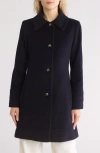 Fleurette Wool Blend Fit & Flare Coat In Navy