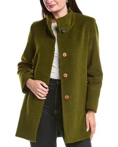 Fleurette Wool-blend Notch Collar Coat In Green