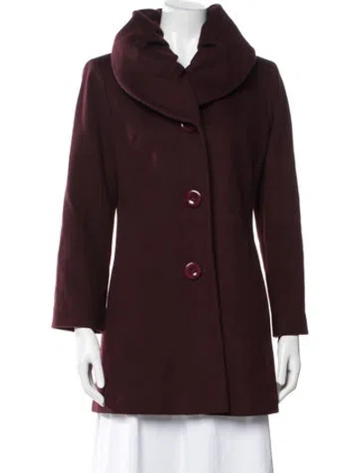 Pre-owned Fleurette Wool Coat In Burgundy