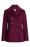 Fleurette Wool Peacoat In Burgundy