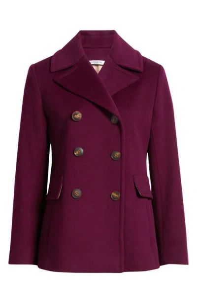 Fleurette Wool Peacoat In Burgundy