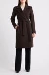 Fleurette Wool Wrap Coat In Brown