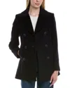 Fleurette Wool-blend Coat In Black