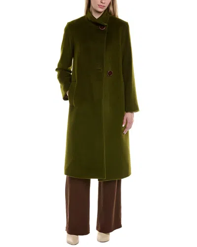 Fleurette Wool-blend Coat In Green
