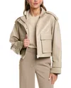 Fleurette Zip Front Cropped Leather Jacket In Neutral