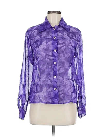 Pre-owned Fleurs By Elegant Additions Long Sleeve Blouse In Purple