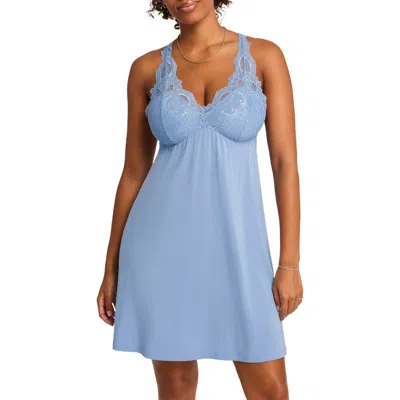 Fleur't Belle Epoque Fuller Cup Lace Chemise In Bluebell