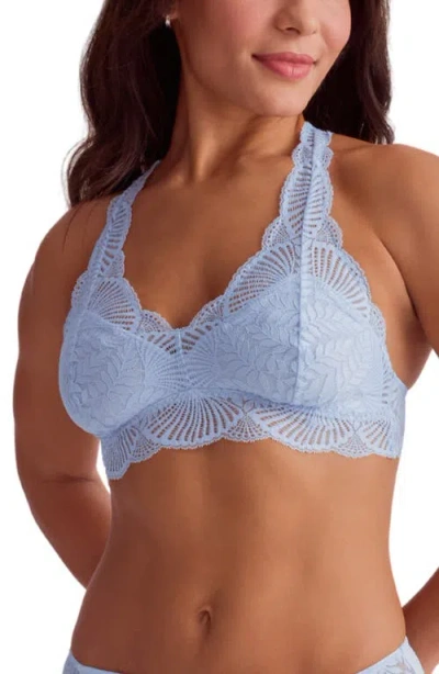 Fleur't Belle Epoque Racerback Lace & Microfiber Bralette In Blue