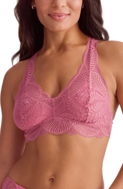 Fleur't Belle Epoque Racerback Lace & Microfiber Bralette In Pink