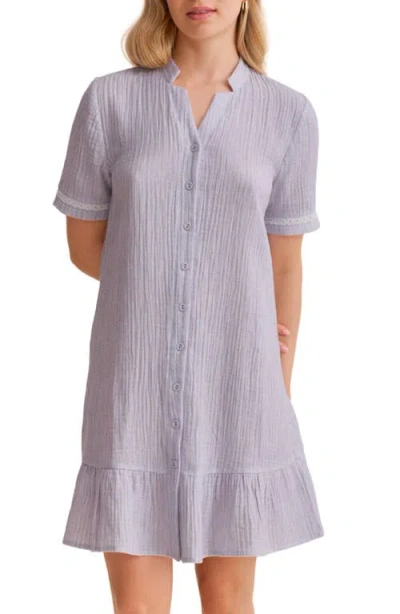 Fleur't Coastal Cotton Gauze Nightgown In Purple