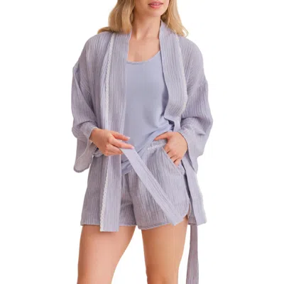 Fleur't Coastal Travel Short Pajamas & Robe Set In Blue