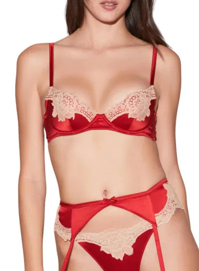Fleur't Demi Lace Bra In Red