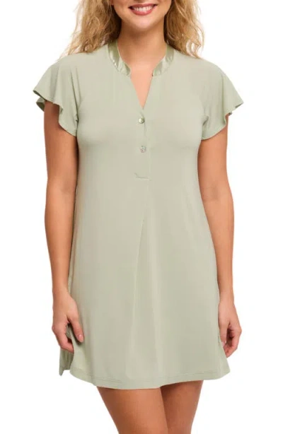 Fleur't Flutter Sleeve Sleep Shirt In Fern