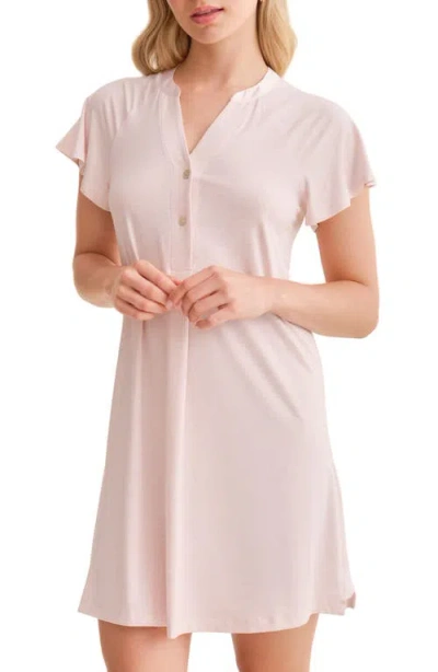 Fleur't Flutter Sleeve Sleep Shirt In Pink