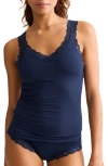 Fleur't Iconic Lace Trim Camisole With Shelf Bra In Blue