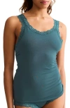 Fleur't Iconic Lace Trim Camisole With Shelf Bra In Green