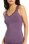Fleur't Iconic Lace Trim Camisole With Shelf Bra In Iris